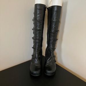 Black Boots with Button Detail